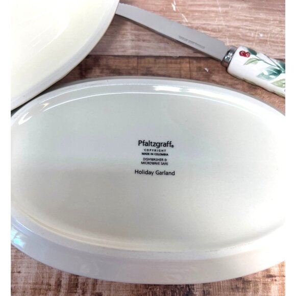 Pfaltzgraff Holiday Garland Covered Butter Dish & Spreader Set - Picture 7 of 7